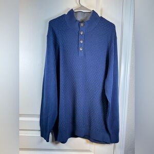 Tommy Bahama Sandbar Mock Neck Blue Pullover Sweater Size XL EUC #2020